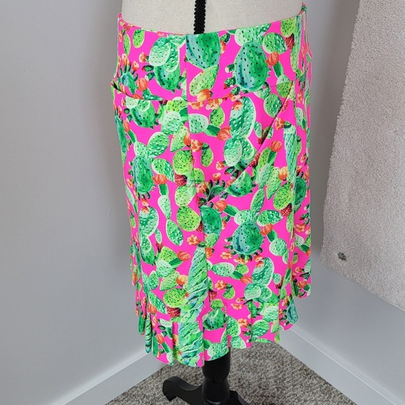 TZU TZU Multi Color Cactus Print Ruffled Hem Pickleball/Golf Skirt/Skort Sz L - Picture 4 of 16